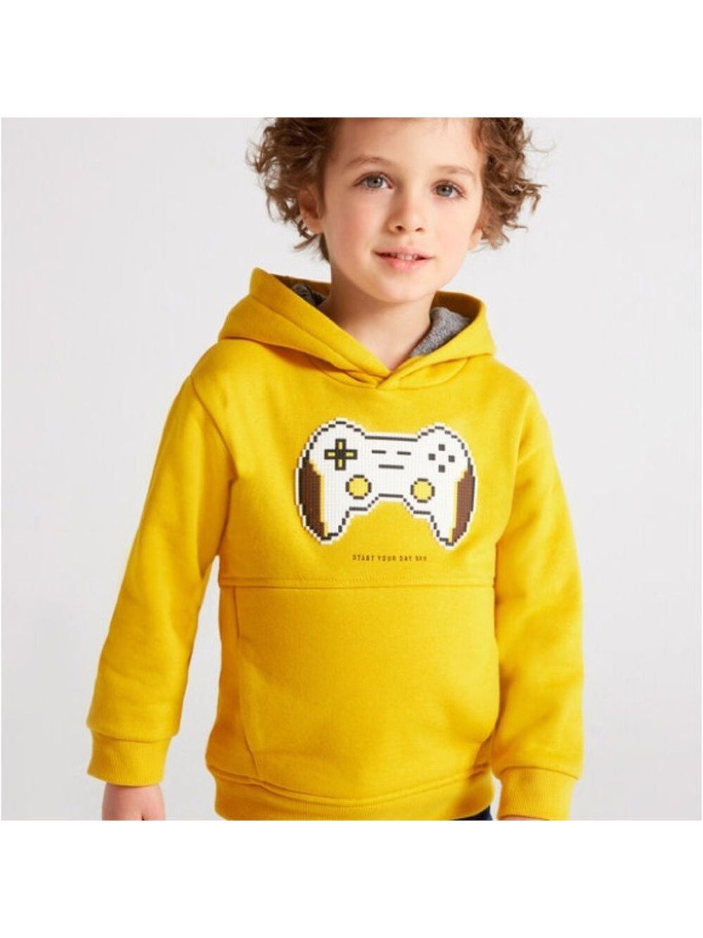Size 2 Toddler Boys Mayoral Yellow Gaming Graphic Hoodie Sweatshirt